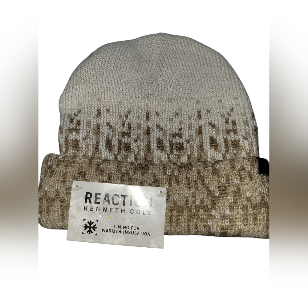 Kenneth Cole Reaction Cream and Brown Knit Beanie❄️